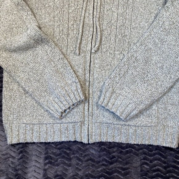 Columbia Hooded Knit Zip-Up Cardigan Sweater Beige Cotton Blend,Womens size L - Picture 2 of 8